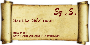 Szeitz Sándor névjegykártya